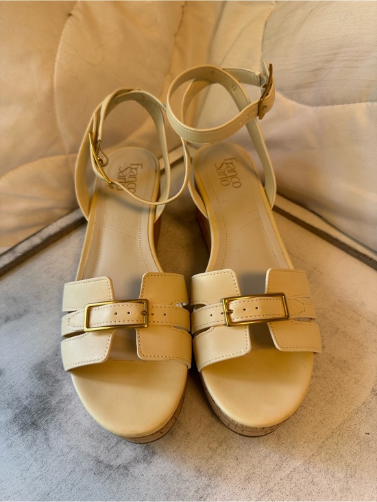 Franco Sarto Shoes - Franco Sarto Cream Ankle-Strap Buckle Sandals